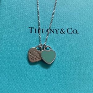 Authentic Tiffany & Co Tiffany Blue Double Heart Tag Pendant